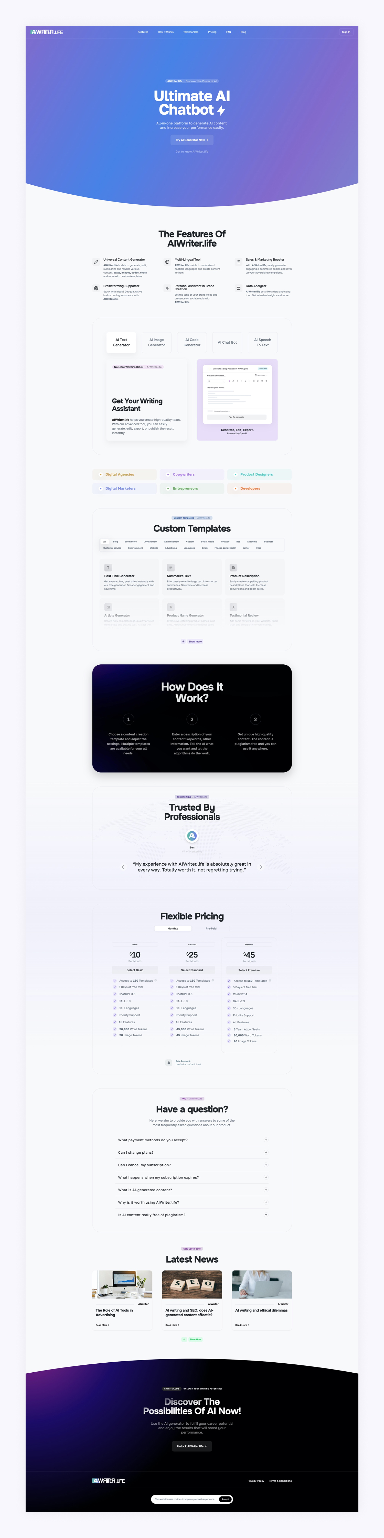 AIWriter.life – Promotional Website Development